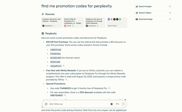 Promotion codes for perplexity.ai: Tak as a free alternative